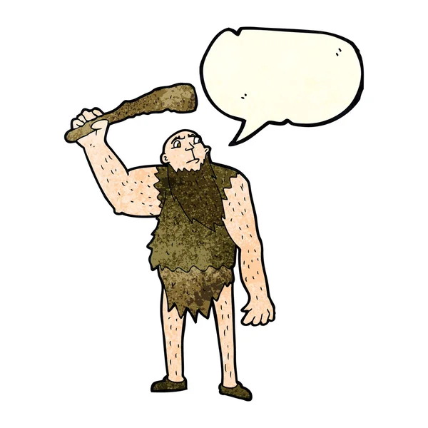 Dibujos animados neanderthal con burbuja del habla — Vector de stock