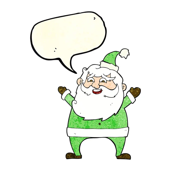 Alegre santa cartoon com fala bolha — Vetor de Stock