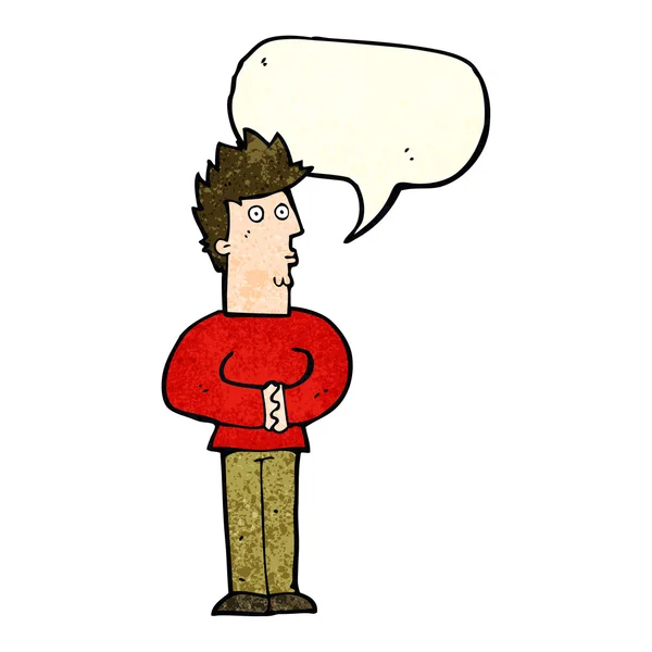 Desenho animado homem nervoso com bolha de fala — Vetor de Stock