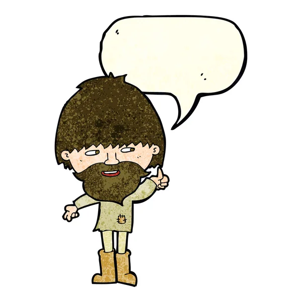 Konuşma balonu ile karikatür hippi adam Wellington çizme — Stok Vektör