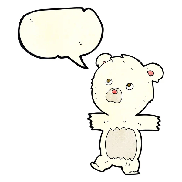 Dibujos animados lindo oso polar con burbuja de habla — Vector de stock