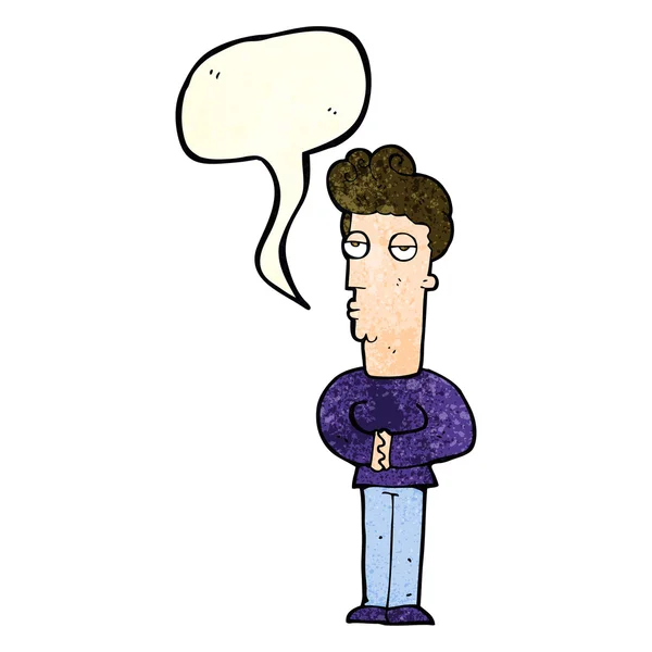 Dibujos animados hombre hastiado con burbuja de habla — Vector de stock