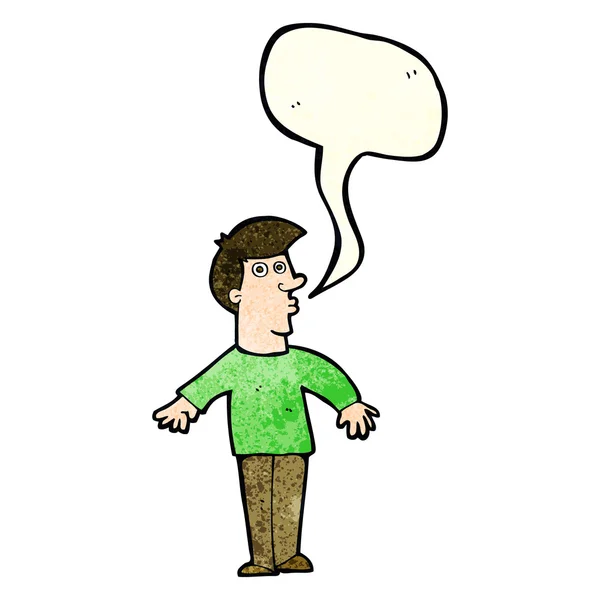 Cartoon verrast man met spraakzeepbel — Stockvector