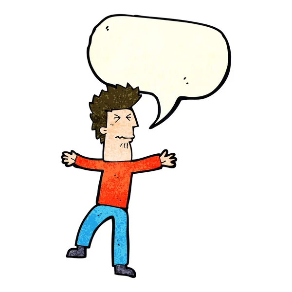 Cartoon stressed man with speech bubble — Stock Vector