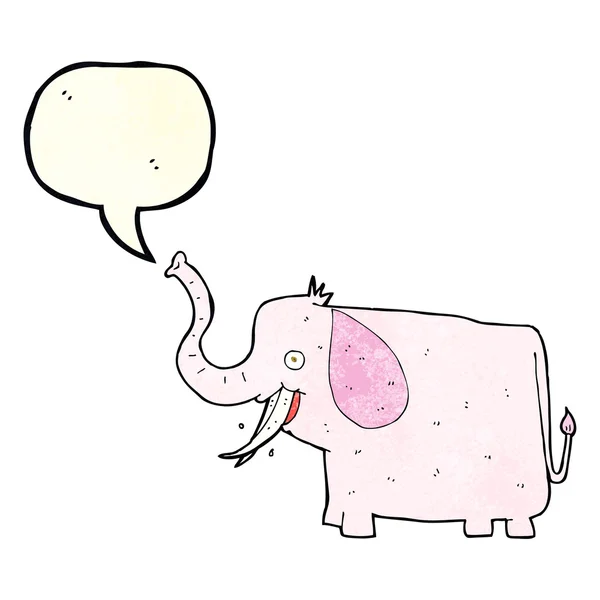 Kreslený šťastný slon s bublinou řeči — Stockový vektor
