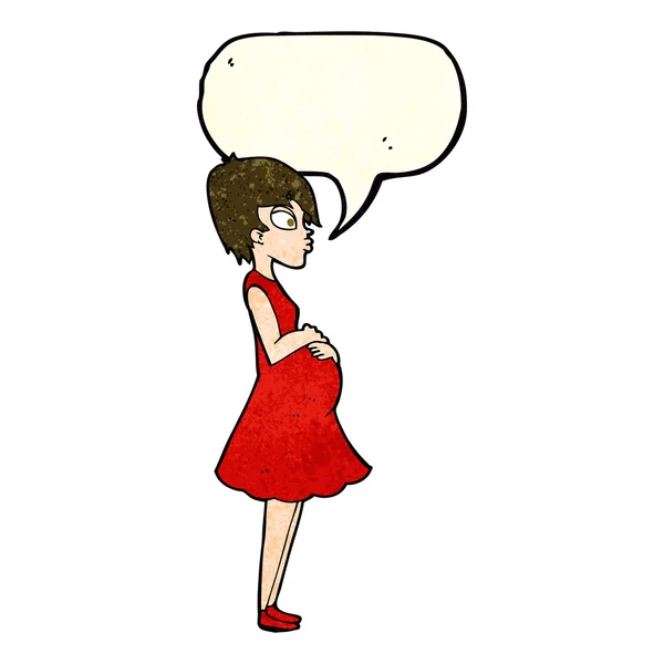 Dessin animé femme enceinte avec bulle d'expression — Image vectorielle