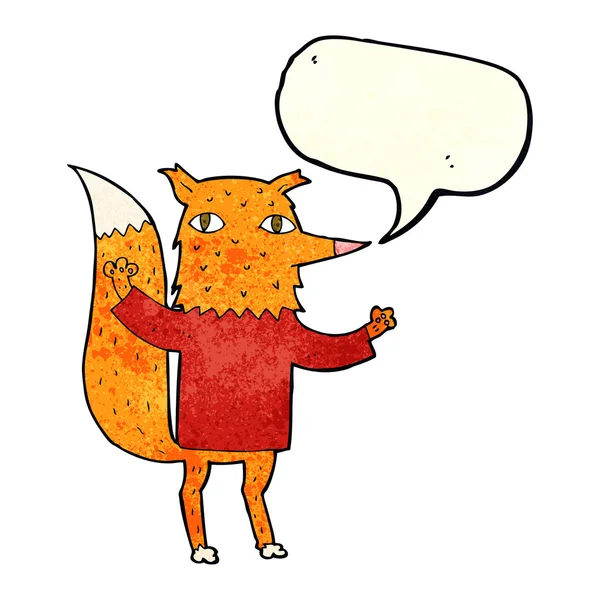 Desen animat vulpe cu bulă de vorbire — Vector de stoc