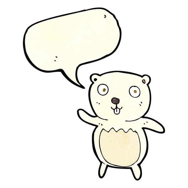 Мультяшный белый медвежонок с пузырьком речи — стоковый вектор