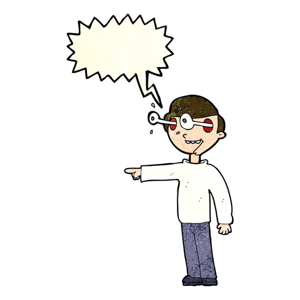 Cartoon staring man with speech bubble — Stock Vector