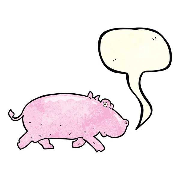 Dessin animé hippopotame avec bulle de parole — Image vectorielle