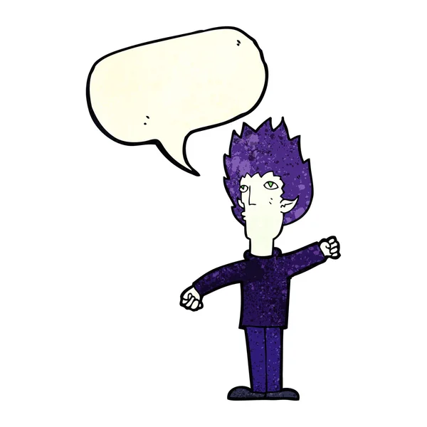 Homem vampiro desenhos animados com bolha de fala — Vetor de Stock