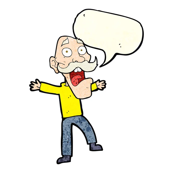 Karikatur schockiert alten Mann mit Sprechblase — Stockvektor