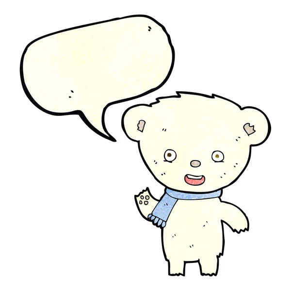 Desenho animado bonito urso polar com bolha de fala — Vetor de Stock