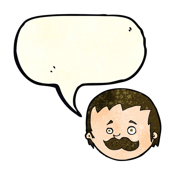 Καρτούν άνθρωπος με μουστάκι με φούσκα ομιλία — Διανυσματικό Αρχείο