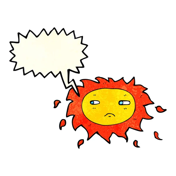 Cartoon sad sun with speech bubble — Stock Vector