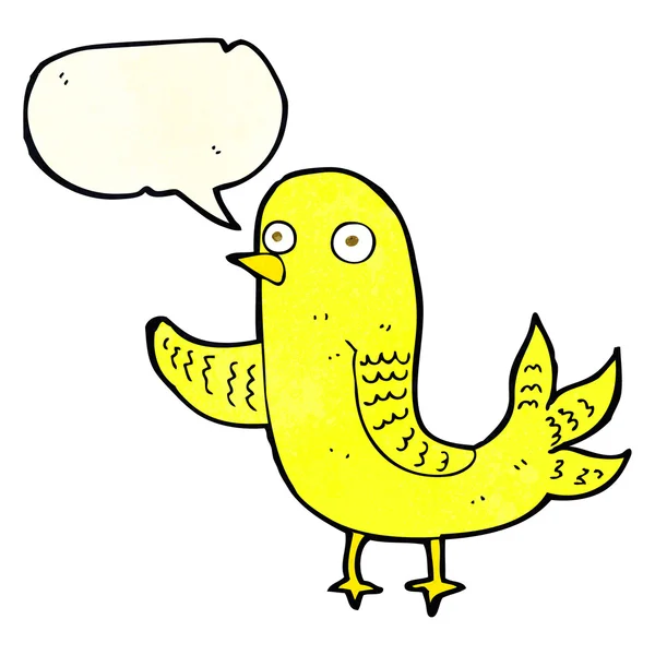 Мультяшний махаючий птах з мовною бульбашкою — стоковий вектор