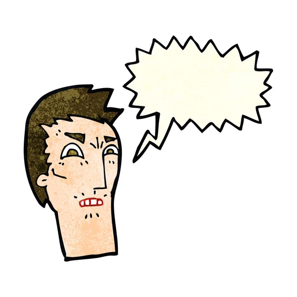 Karikatur wütendes Gesicht mit Sprechblase — Stockvektor