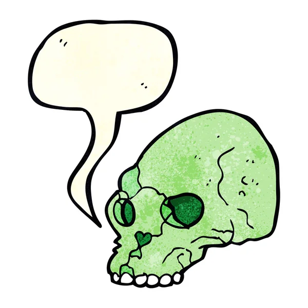 Calavera espeluznante de dibujos animados con burbuja del habla — Archivo Imágenes Vectoriales