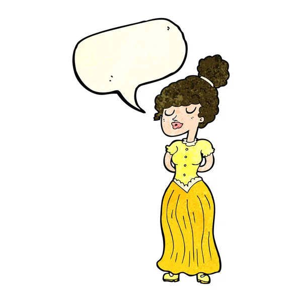 Cartoon ganska viktorianska kvinna med pratbubblan — Stock vektor