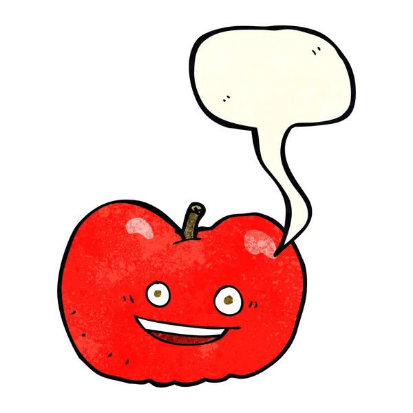 Мультяшне яблуко з бульбашкою мовлення — стоковий вектор