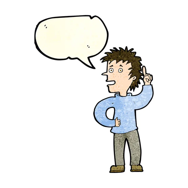 Cartoon boy with idea with speech bubble — Stock Vector