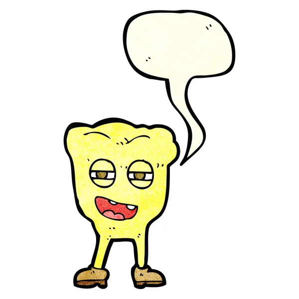 Zeichentrickfigur mit verfaulten Zähnen und Sprechblase — Stockvektor