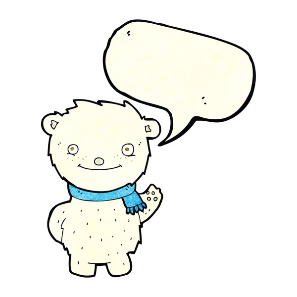 Cartoon cute polar bear with speech bubble — Stock Vector