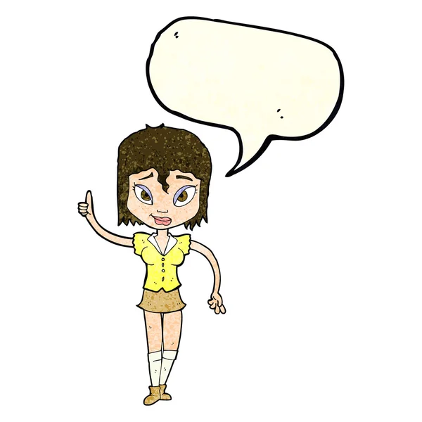 Cartoon woman making point with speech bubble — Stock Vector