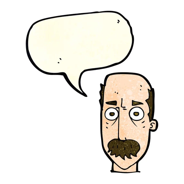 Uomo dei cartoni animati con baffi con bolla vocale — Vettoriale Stock