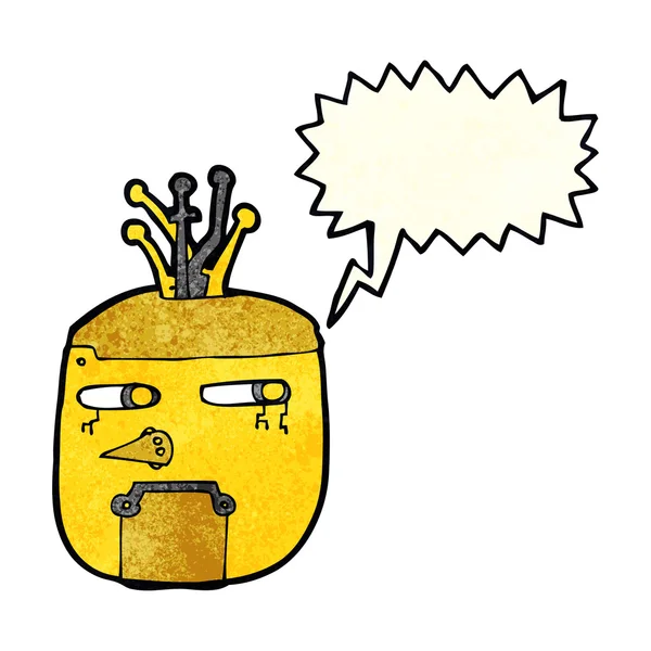 Cartoon Gold Roboterkopf mit Sprechblase — Stockvektor