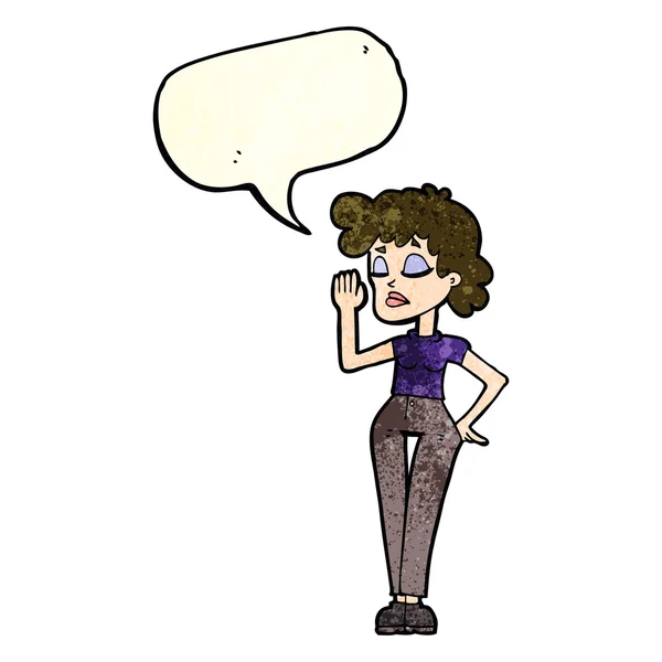 Cartoon vrouw negeren met tekstballon — Stockvector
