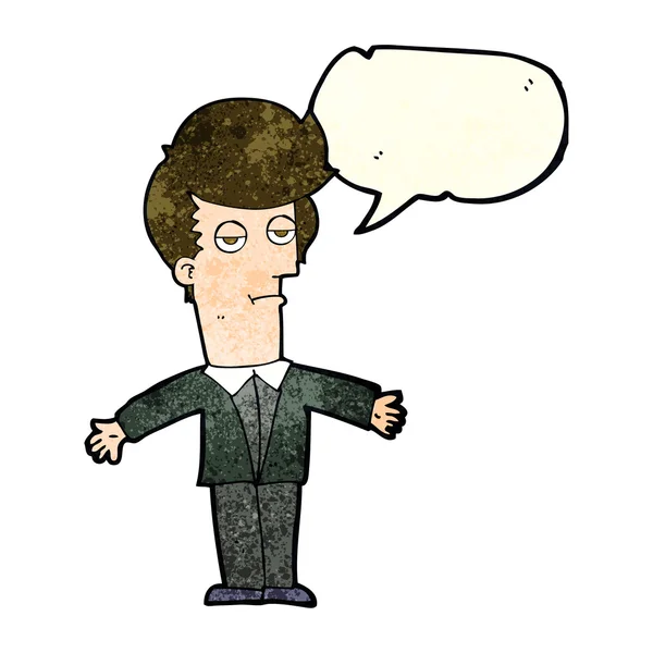 Kreslený znuděný muž s bublinou řeči — Stockový vektor
