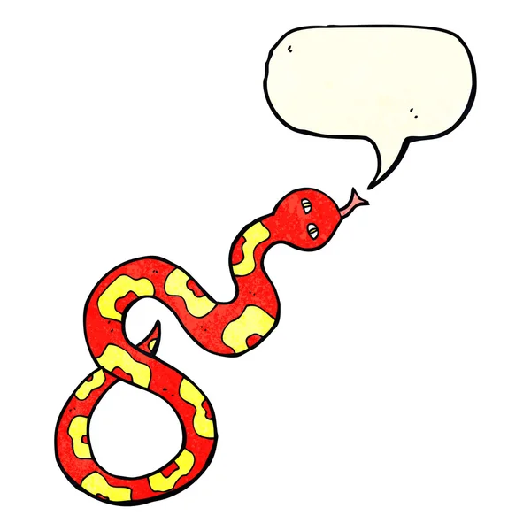Serpiente de dibujos animados con burbuja del habla — Vector de stock