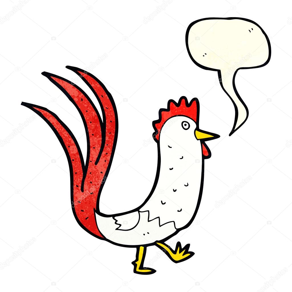 cartoon cockerel with speech bubble