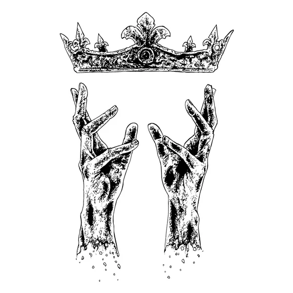 Руки тянутся к короне — стоковый вектор