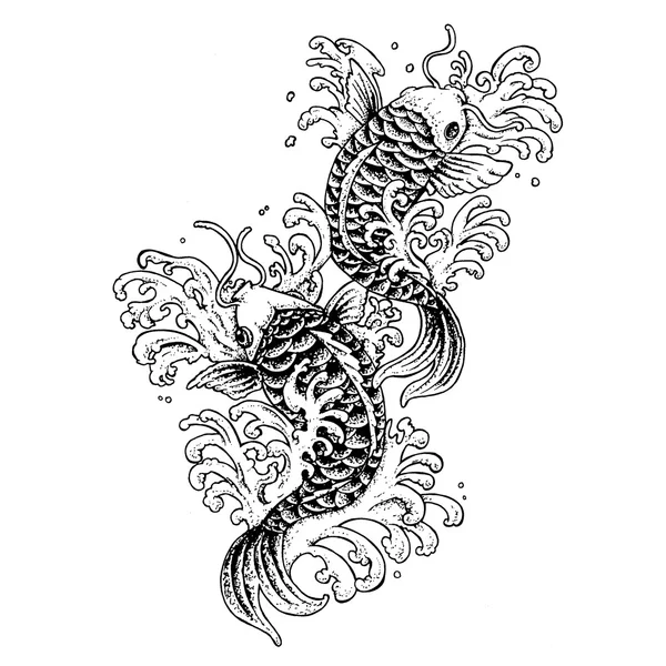 Koi vissen tattoo — Stockvector