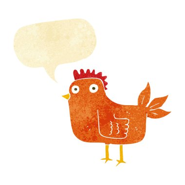Konuşma baloncuklu çizgi film tavuğu