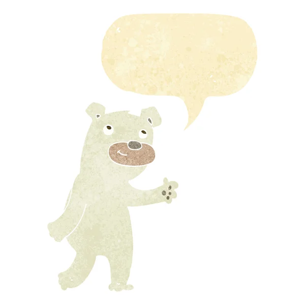 Urso polar bonito desenhos animados com bolha de fala — Vetor de Stock