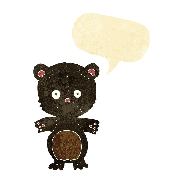 Cartoon black bear cub with speech bubble — Stock Vector