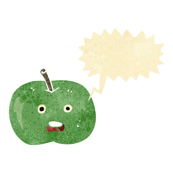 Desenho animado maçã brilhante com bolha de fala — Vetor de Stock