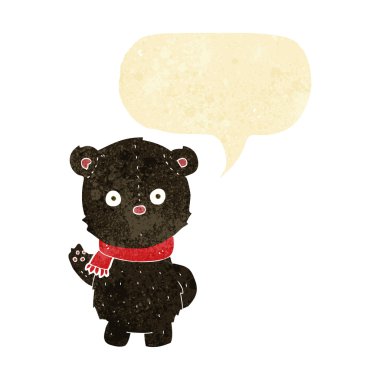 çizgi film sallanan siyah ayı yavrusu ile konuşma balonu