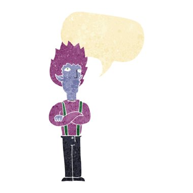 Konuşma baloncuğu olan bir vampir.