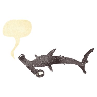 Konuşma baloncuğu olan çekiç başlı köpekbalığı.