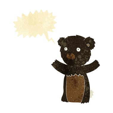 sevimli çizgi siyah ayı ile konuşma balonu