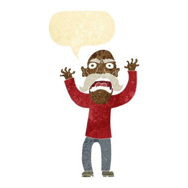 karikatür kızgın yaşlı adam konuşma baloncuğu ile