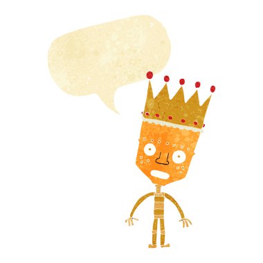 çizgi film robot konuşma balonu ile taç ile