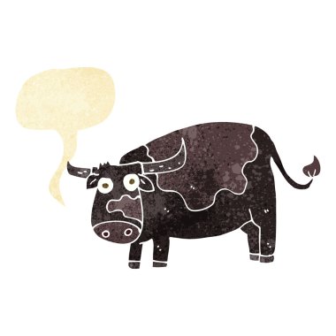 Konuşma baloncuklu çizgi film ineği