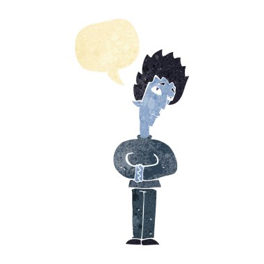 Konuşma balonlu meraklı vampir çizgi filmi