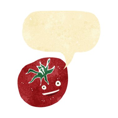 karikatür mutlu domates ile konuşma balonu