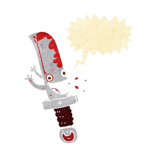 Cuchillo loco personaje de dibujos animados con burbuja de habla — Vector de stock